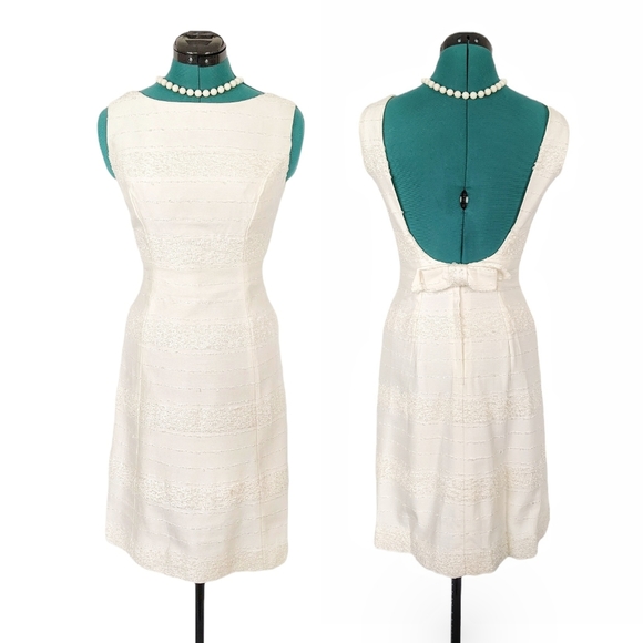 Saba Dresses & Skirts - Sexy 1960s Backless Cocktail Vintage Wiggle Dress XXS XS Romantic Retro White